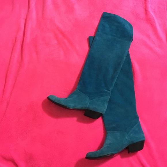 blue suede liz claiborne thigh high boots
