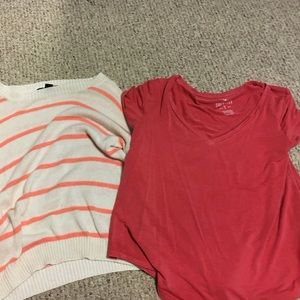 longsleeve sweater and short sleeve vneck