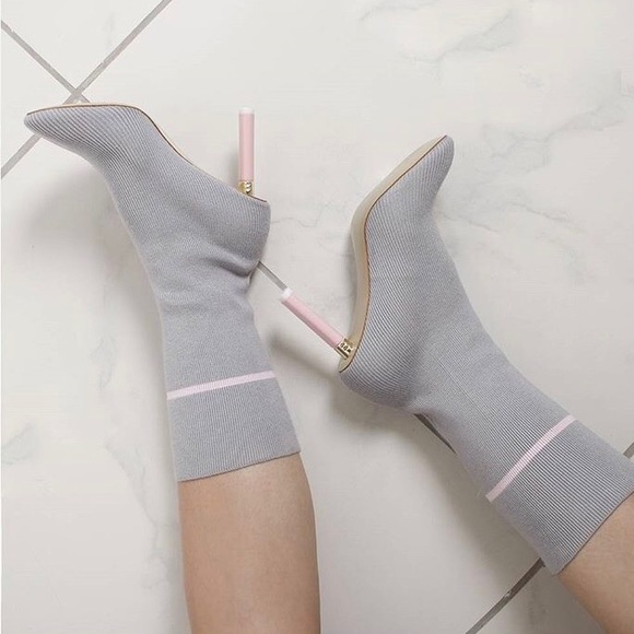EGO Grey & Pink Sock Booties 38 (US 8)