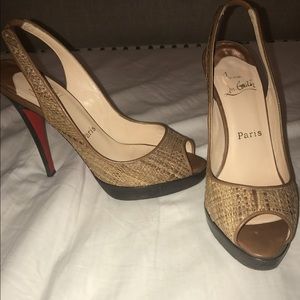 Christian Louboutin brown tweed heels
