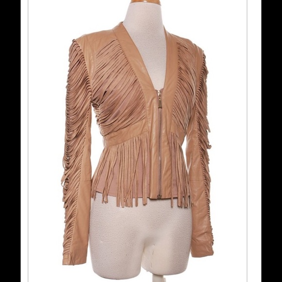 Fringe faux leather jacket