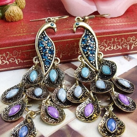 Peacock Jeweled Earrings