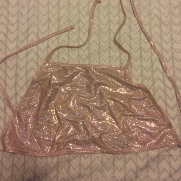 AA shiny metallic halter