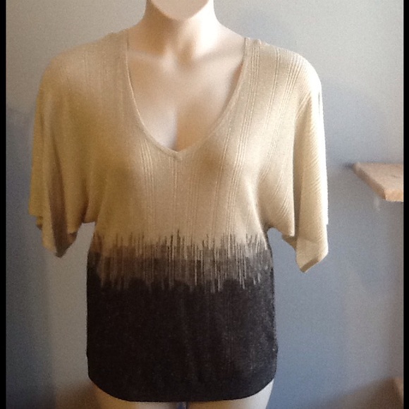 NWT NYC & Co shimmer sweater top, cream & Black