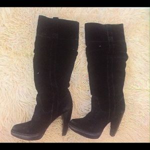 MK Black Suede Heel boots