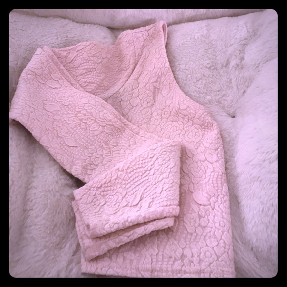 LIKE NEW Pink Floral Long Sleeve Crop Top