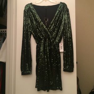 NEW Green Long Sleeve Sequin NYE Dress