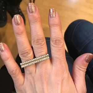 Double finger rhinestone ring