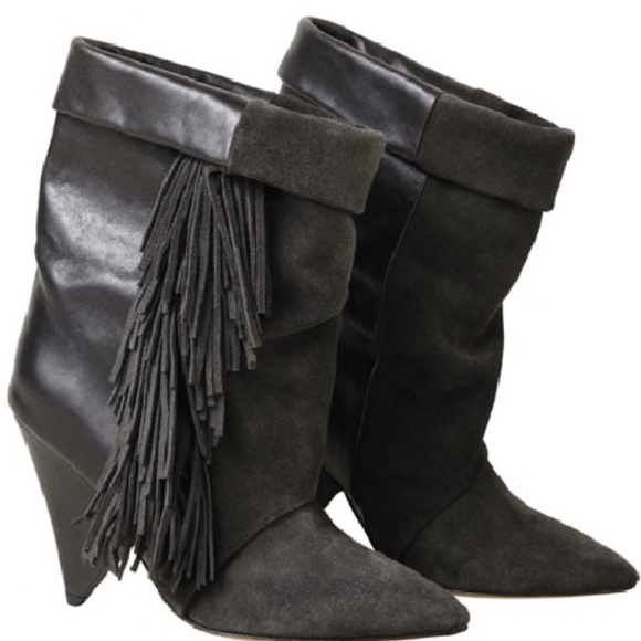 isabel marant white fringe boots