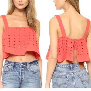 NWT Free People Coral Eyelit Crop Top