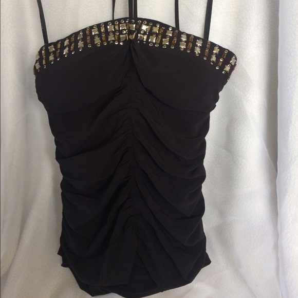 BEBE HALTER STRING TANK TOP