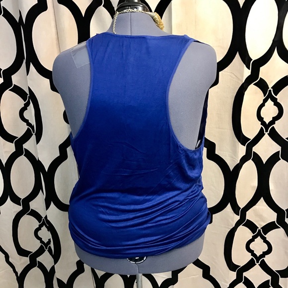 F21 Blue Sleeveless Weighted Collar Top - Picture 2 of 4