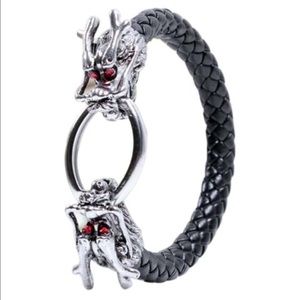 Fashion Bracelet Oval Buckle Dual Red Eye Dragons