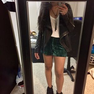 Topshop Crushed Velvet Green Shorts NWT