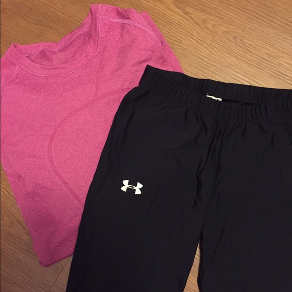 UnderArmour black heat gear running workout tights
