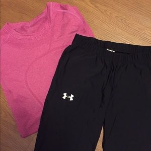 UnderArmour black heat gear running workout tights