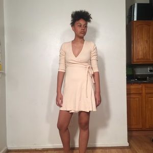 American apparel nude wrap dress