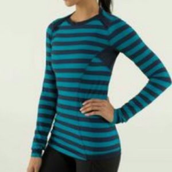Lululemon blue and teal striped running yoga top