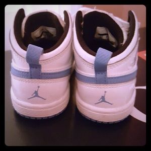 Nike Jordan white and blue toddler size 8C.