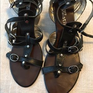 Black Wedge Buckle Sandals