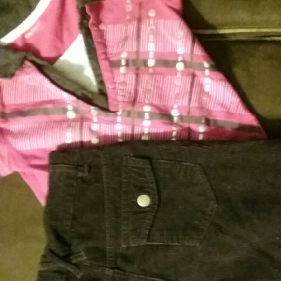 Other - Brown Corduroy Skirt & Pink & Brown Top