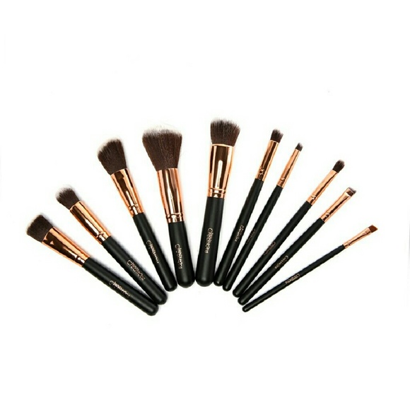Beauty Creations 10pc Black & Gold Makeup Brushes - Picture 2 of 3