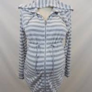 Grey and White striped maternity zip hoodie!