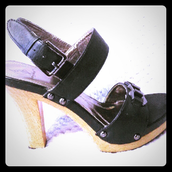 Baby Phat Black Leather Platform Sandal
