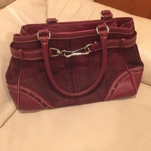 Cranberry suede coach bag