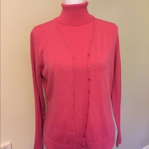 Talbots Sweater Set Turtleneck and Cardigan Sz M