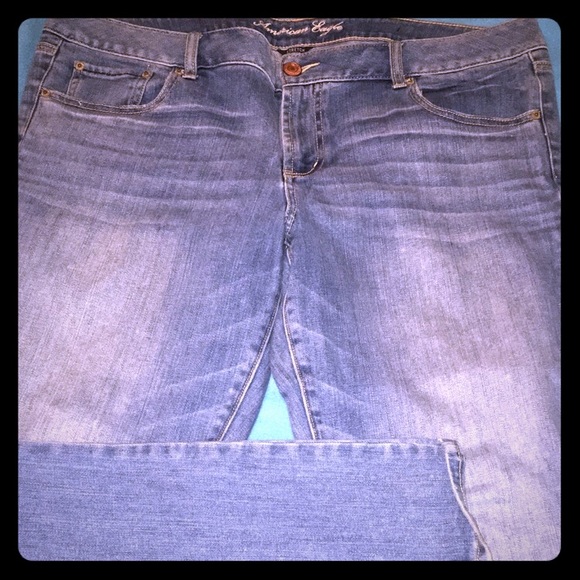 American Eagle favorite boyfriend boot cut jeans.