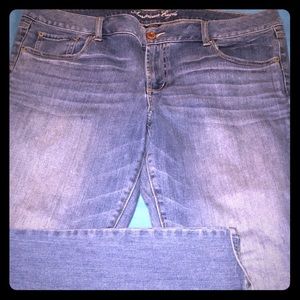American Eagle favorite boyfriend boot cut jeans.
