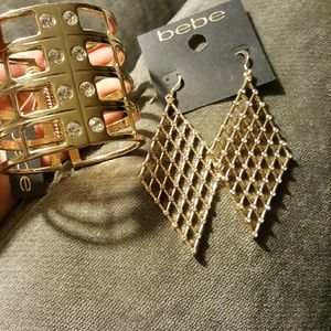 Bebe gold bracelet and earrings