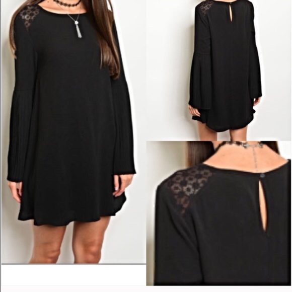 Beautiful Bell Sleeve Lace Tunic Dress LBD Sold - Picture 3 of 4