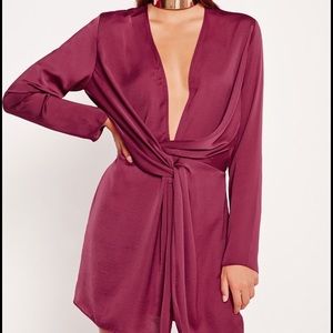 Satin wrap mini dress