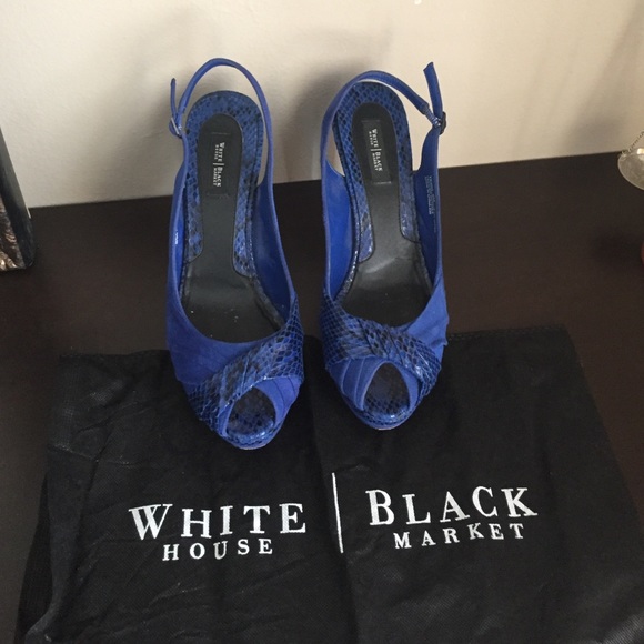 WHBM Blue strap heels