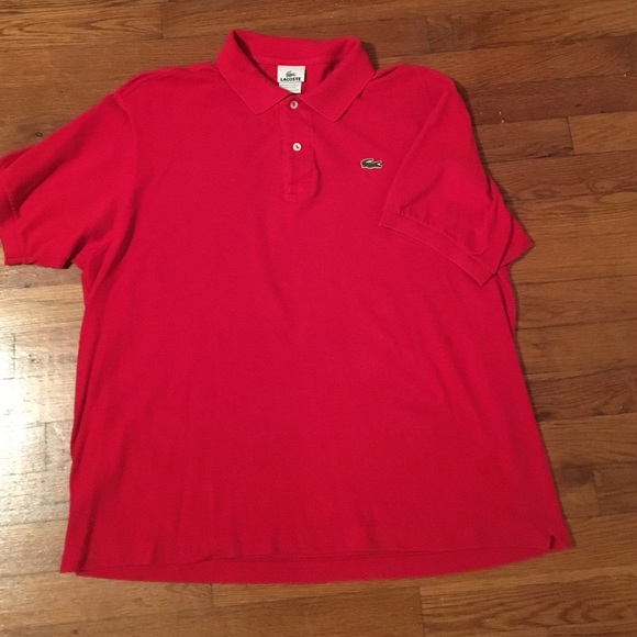 men's red Lacoste shirt