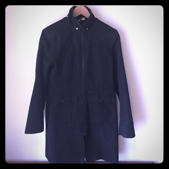 Long black jacket with removable hood