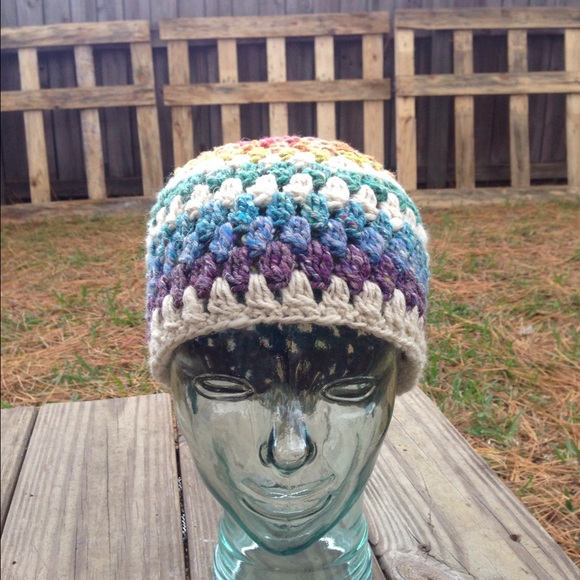 Unisex 7 Layer Striped Rainbow Hat - Picture 2 of 3