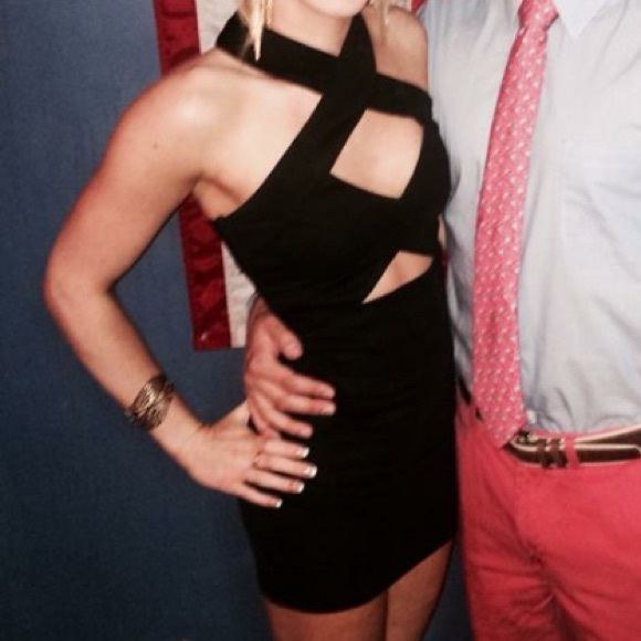 Tobi Black Criss-Cross Bodycon Dress