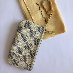 Louis Vuitton pochette cles key holder damier azur