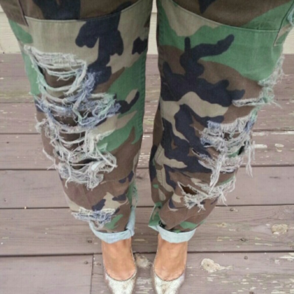 Custom Ripped Camo Pants