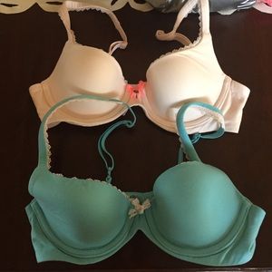 2for1! VS Lined Demi bras in light pink & blue!