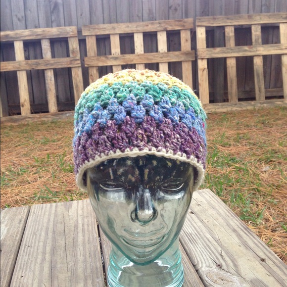 Unisex Handmade Rainbow hat(merino/hemp blend) - Picture 2 of 3