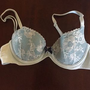 Blue Metallic lace VS lined semi bra