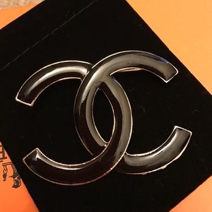 Big black enamel brooch