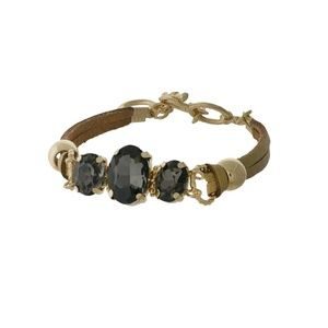 Gold Faux Leather Toggle Bracelet