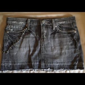 MISS ME black denim low rise distressed mini skirt