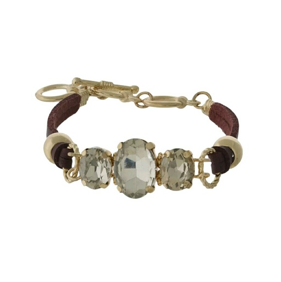 Burgundy Faux Leather Toggle Bracelet