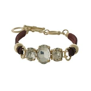 Burgundy Faux Leather Toggle Bracelet